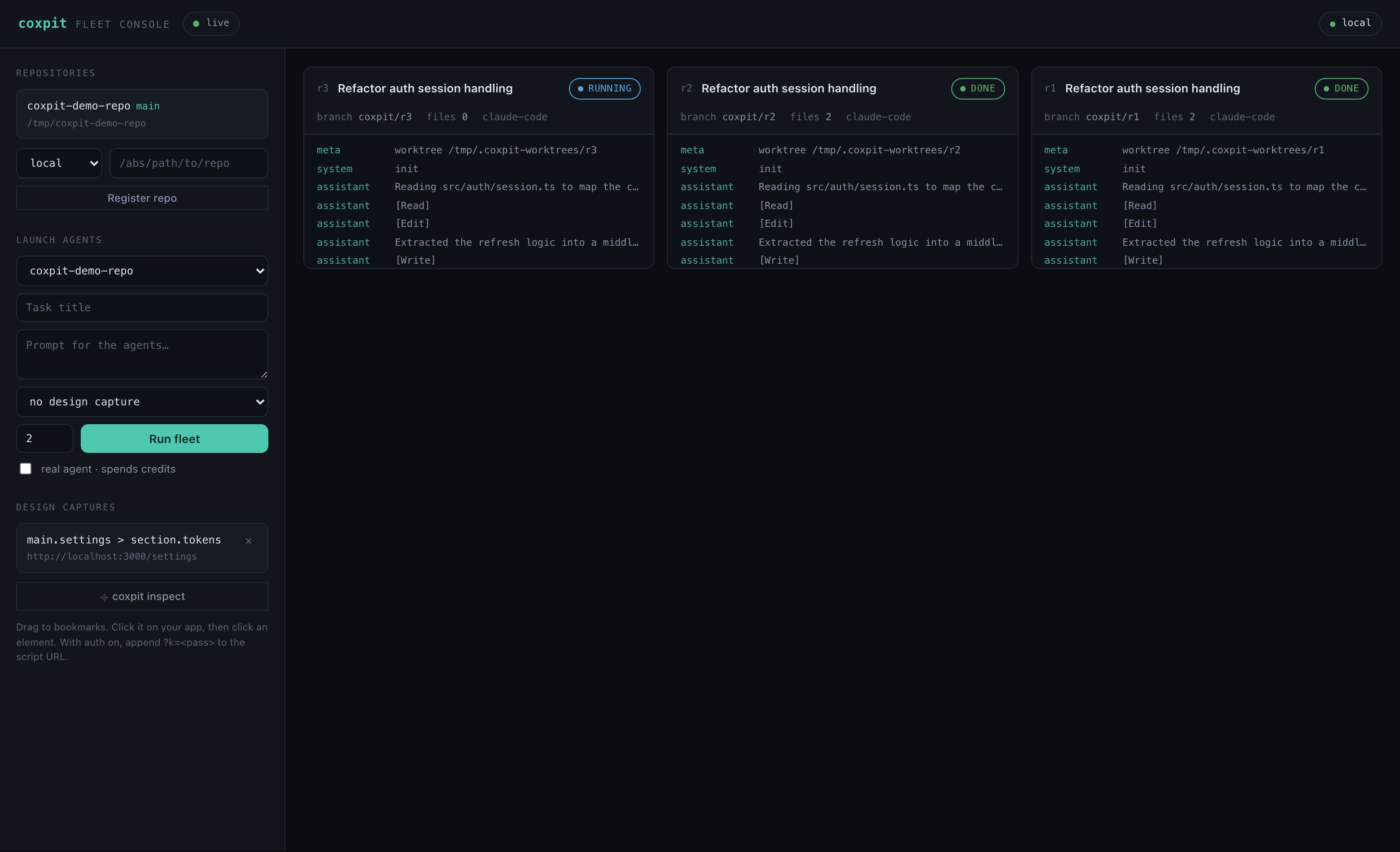 Coxpit fleet console